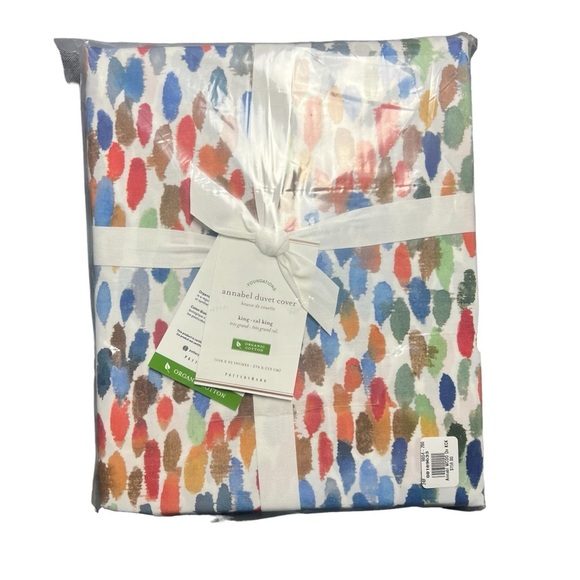 Pottery Barn Annabel Watercolor Dot Organic Percale Duvet Cover King - Picture 5 of 9